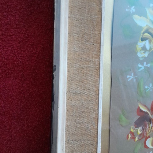 Depi painting on cardboard framed, used
