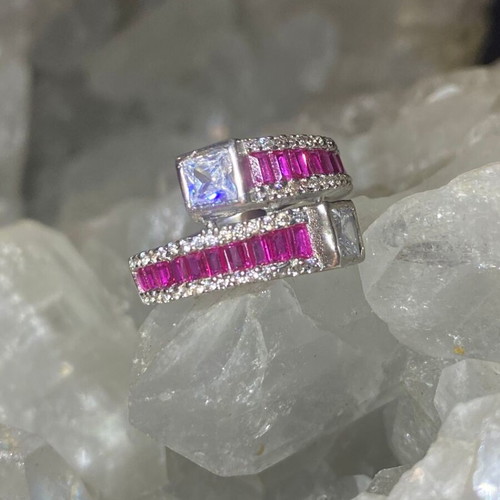 Silver Ring with Natural Ruby and Topaz new