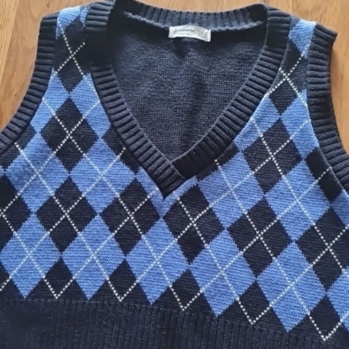 Stradivarius sleeveless vest blue checkered, like new