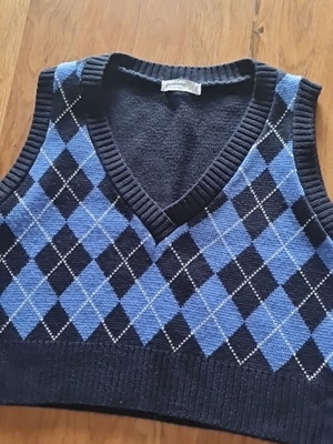 Stradivarius sleeveless vest blue checkered, like new
