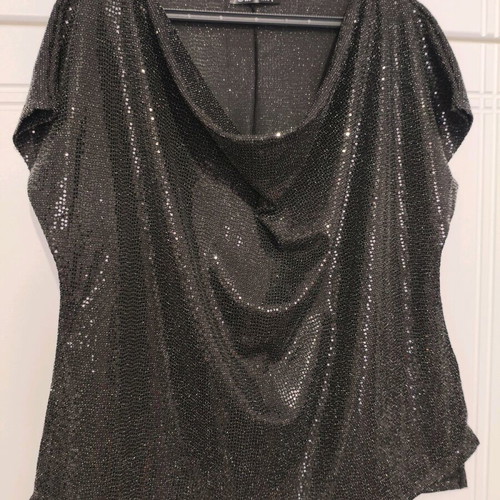 Plus Size XXL sequin blouse new, black gray