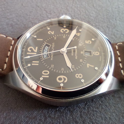 Hamilton Khaki Field Day Date Automatic 42mm watch like new, black and silver