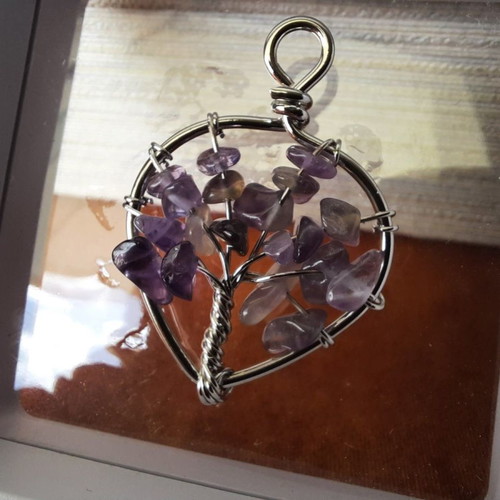Tree of Life pendant made of natural amethyst crystal new