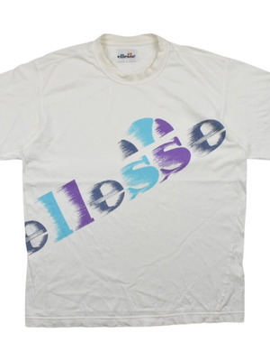Ellesse 90s Spell Out Logo T-Shirt white blue purple used