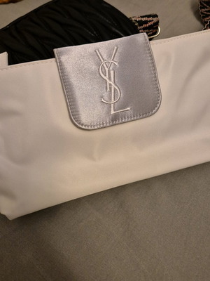 Yves Saint Laurent white toiletry bag new, silver details