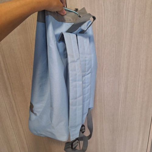 Cougar vintage backpack drawstring bag, light blue and grey