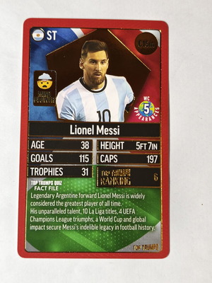 Lionel Messi Top Trumps World Football Stars Gold Foil Card