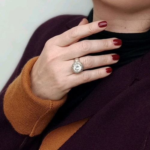 925 ring with zirconia used, size 17, vintage
