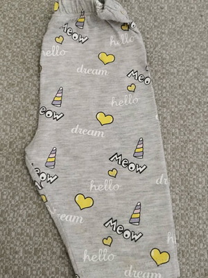Baby Capri 9M like new, grey with patterns and elastic
