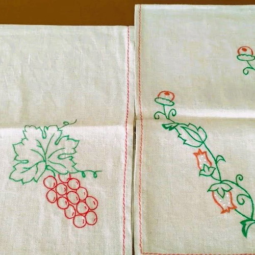 Set of 2 linen embroidered table runners new, traditional Balkan design