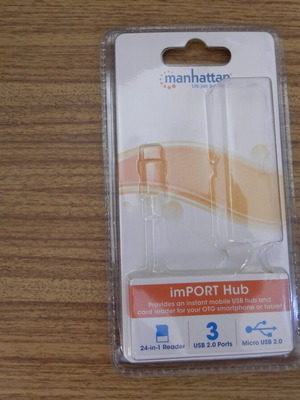 Manhattan imPORT Micro USB OTG USB hub used with MicroUSB to Type-C adaptor