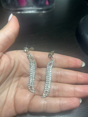 Dangling earrings with rhinestones