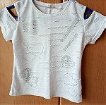  Καλοκαιρινή μπλούζα για κορίτσι 9-11 ετών σε χρώμα άσπρο με στρας.
