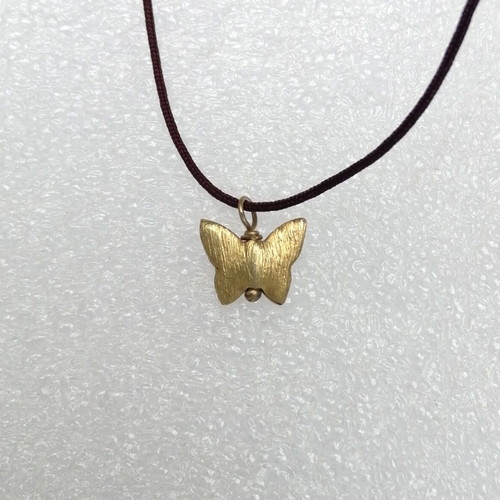 925 Silver Gold-Plated Butterfly with Dark Bordeaux Cord and Silver End Caps