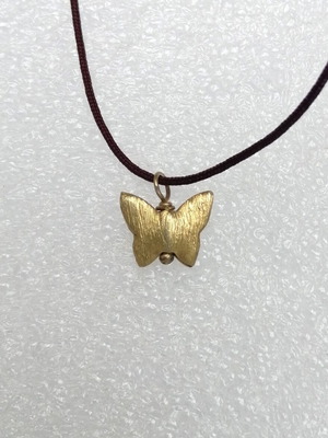 925 Silver Gold-Plated Butterfly with Dark Bordeaux Cord and Silver End Caps