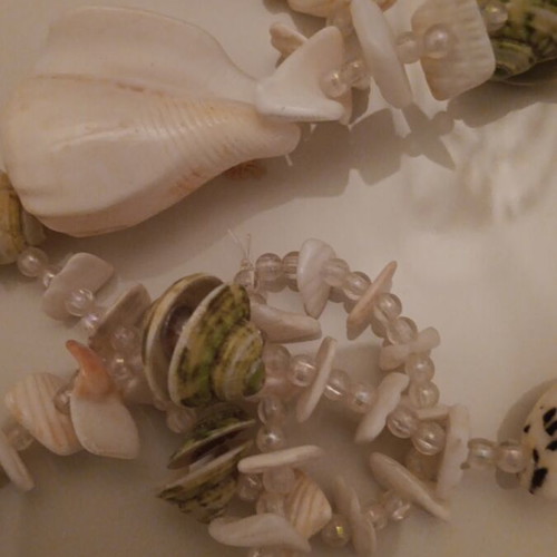 Long necklace made of shells like new, beige and brown