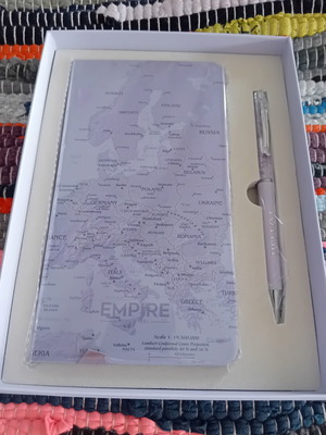 Σετ σημειωματάριο με στυλό σε κουτί, καινούργιο, εξωτερική επένδυση χάρτη Ευρώπης
