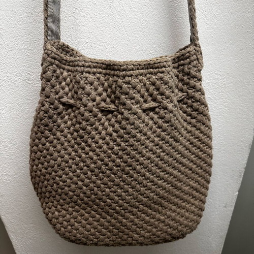 Handmade shoulder bag like new, large, beige/gray