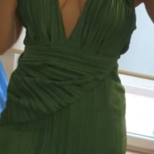 Asos maxi green dress new, pleated backless draped
