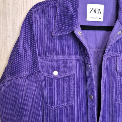 Zara purple corduroy overshirt new, with pockets, size XS-S/M