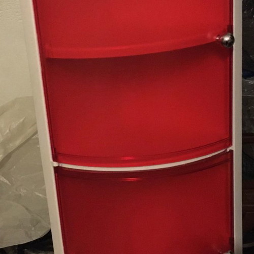 Plastic corner bathroom cabinet red new