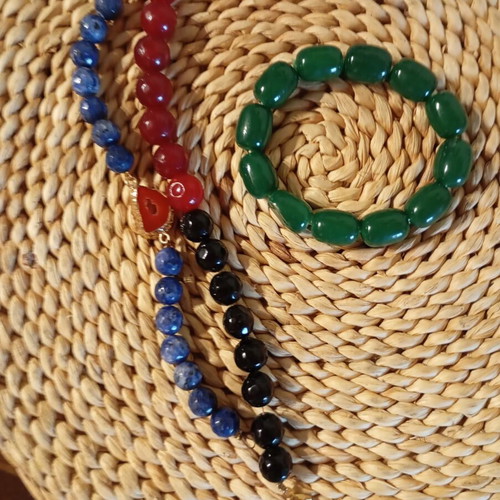 Bracelets set of 4 with natural stones, new, multicolor