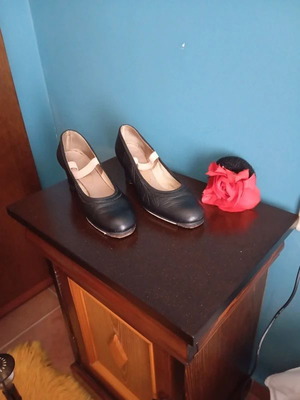 Flamenco Leather Shoes used, size 38, black, made in Spain