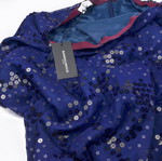 Vintage silk maxi skirt Santacroce blue with sequins new