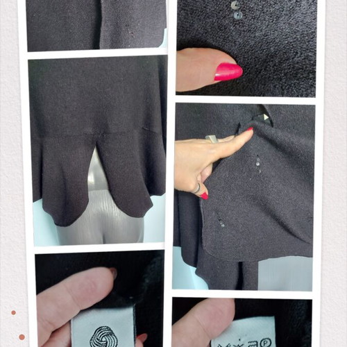 See Saw women's wool cape with onyx button and sequins
