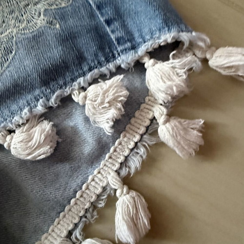 Bsb denim shorts with tassels size 28 like new