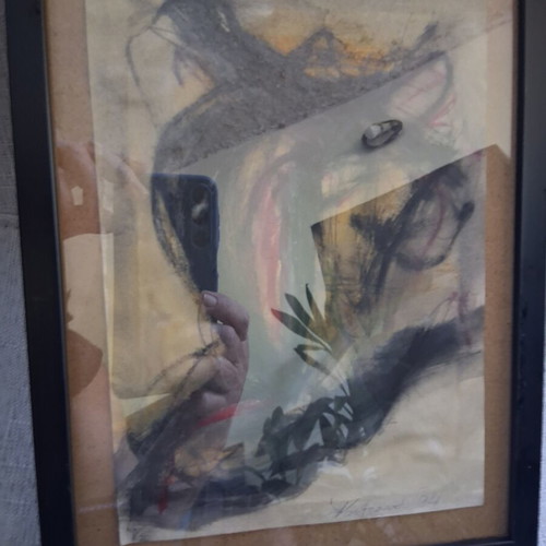 Painting "Γυμνο" framed 20×26cm, like new, signed