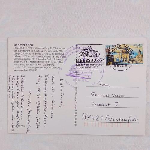 Postcard used, mailed from Germany