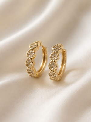 Gold hoop earrings like new with sparkling stones