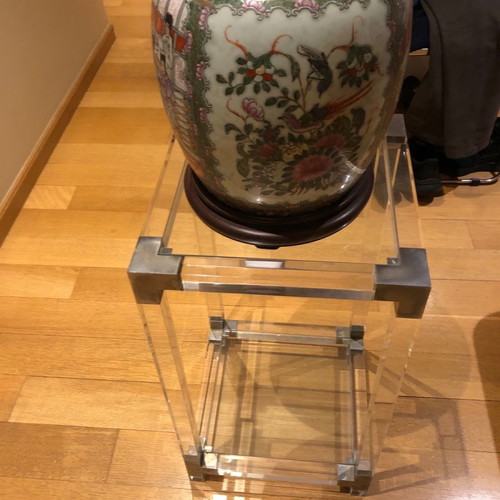 Chinese vase used on plexiglass base