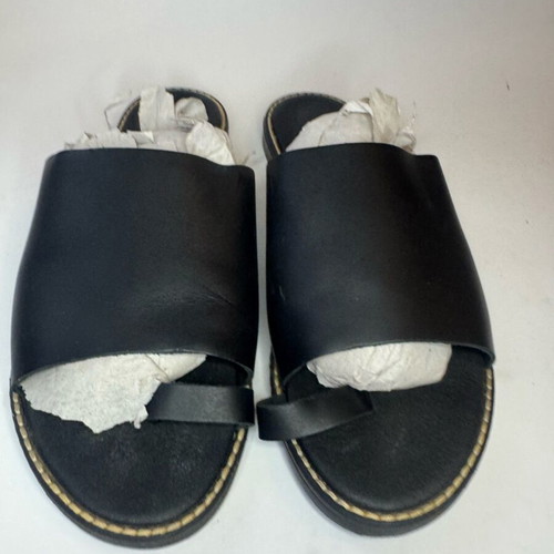 Exe black leather flat sandals like new, size 38