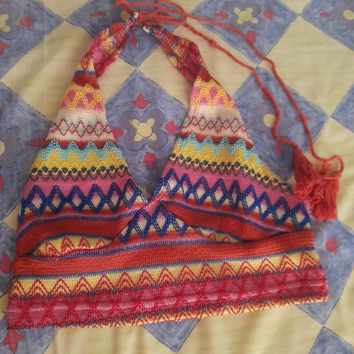 Shein colorful halter crop top