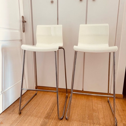 Bar Stool / Bar White with Inox base Brand GLENN 2 PCS