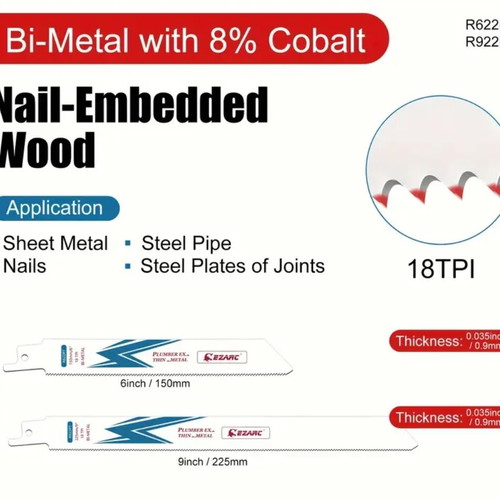 Bi-metal reciprocating saw blades new with 8% cobalt 18TPI