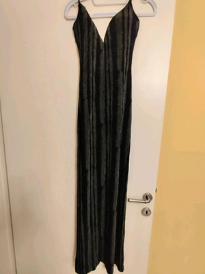 BSB long evening dress like new, black and gray with V neckline and rhinestones