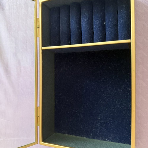 Velvet jewelry box dark blue like new