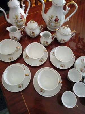 FP Zajecar tea and coffee set used vintage, 30 pieces