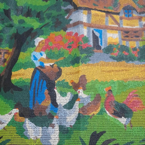 Vintage La Stampa Embroidery Canvas 125x60 cm like new