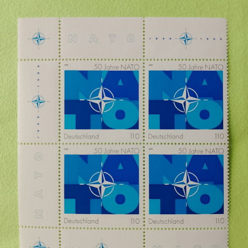 German 1999 stamp with Bonn first day cover, mint block of four