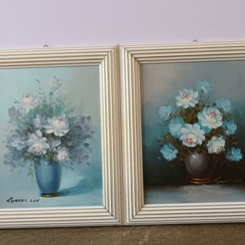 Robert Cox oil paintings used, set of 2, 33x27 cm