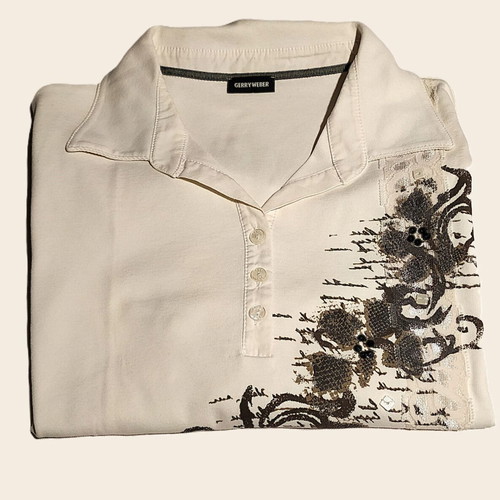 Gerry Weber women's polo used, short sleeve, size Medium, white