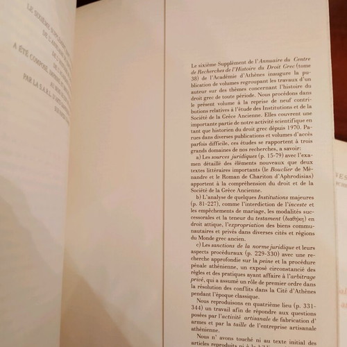Set of 2 books History of Ancient Greek Law like new, French