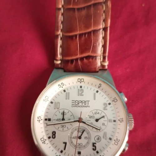Esprit wristwatch ES000T31021, stainless steel, brown leather strap