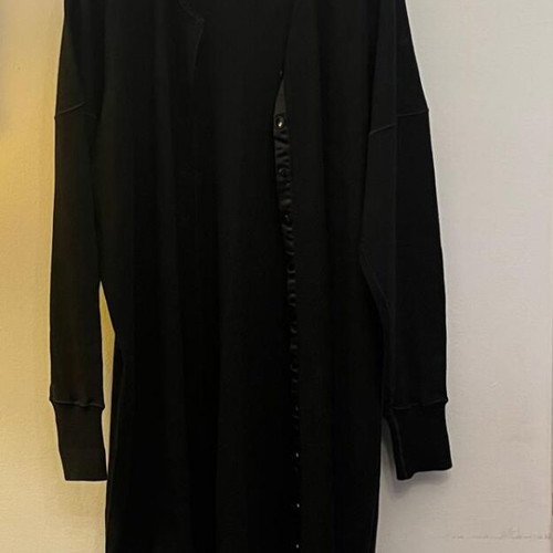 Parthenis wool long cardigan new, black with woven pattern