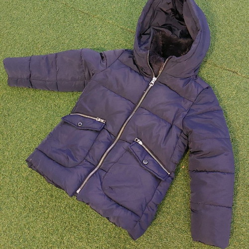 Zara jacket used for girl 9 years old, blue with lining and double zipper