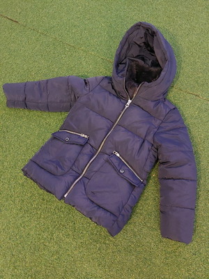 Zara jacket used for girl 9 years old, blue with lining and double zipper